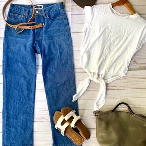 B Sides remixed denim jeans and Free Zara tie back tee